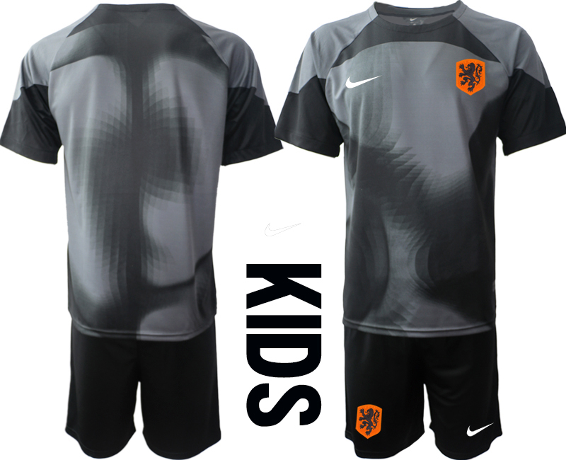 Youth 2022 World Cup National Team Netherlands black goalkeeper blank Soccer Jersey->netherlands(holland) jersey->Soccer Country Jersey